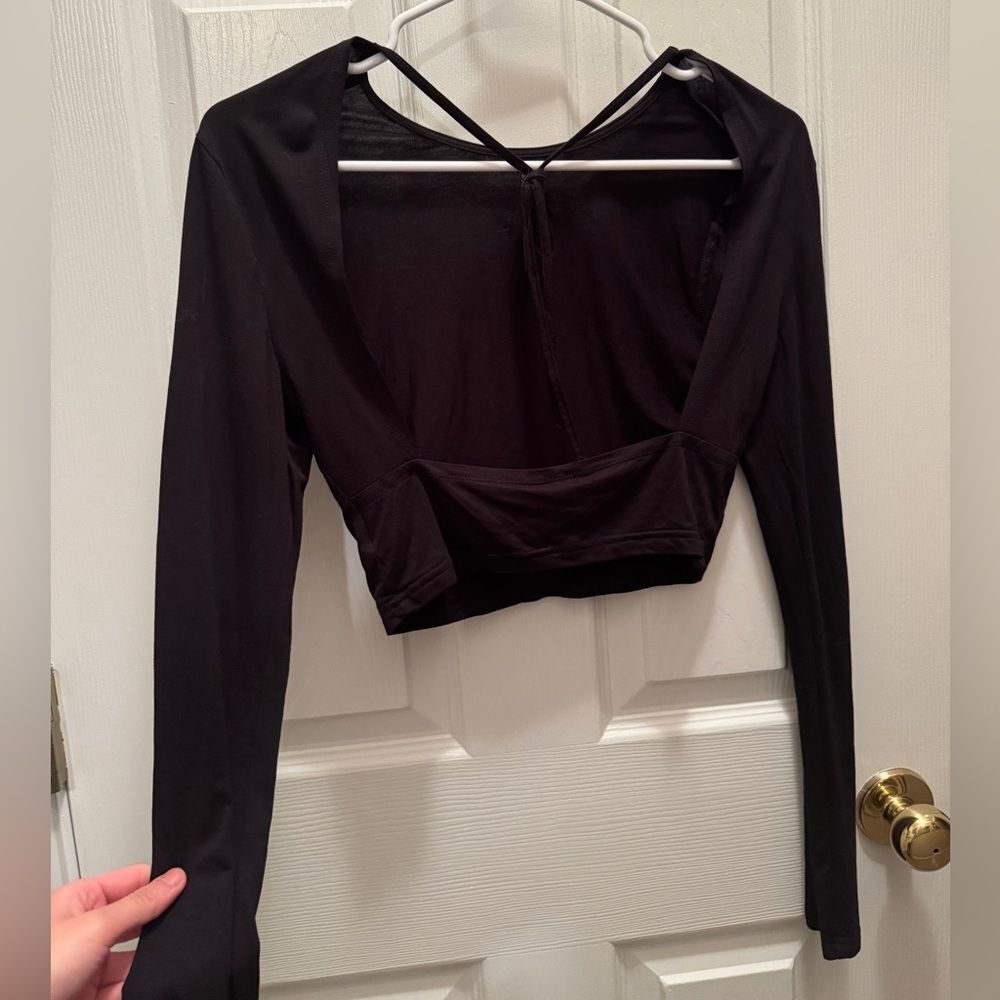 NWT SHEIN BAE Tie Backless Crop Tee BLACK SIZE Small - Picture 11 of 12